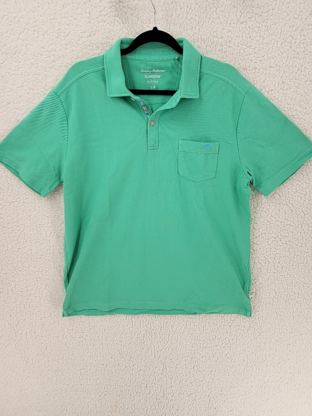 Tommy Bahama Polo Shirt MENS Large Green IslandZone Supima Cotton Pocket Golf